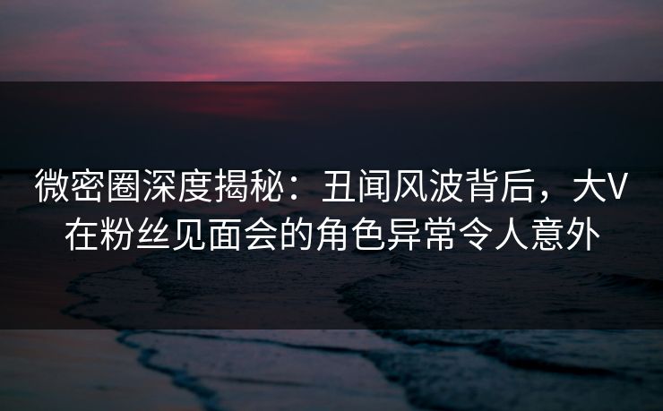 微密圈深度揭秘：丑闻风波背后，大V在粉丝见面会的角色异常令人意外