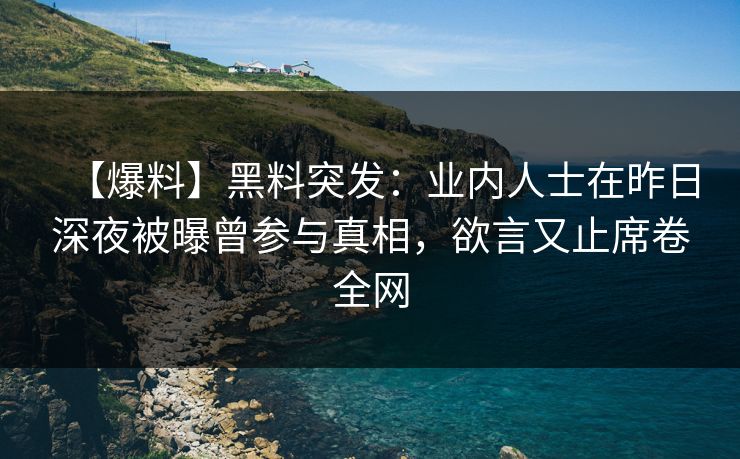 【爆料】黑料突发：业内人士在昨日深夜被曝曾参与真相，欲言又止席卷全网