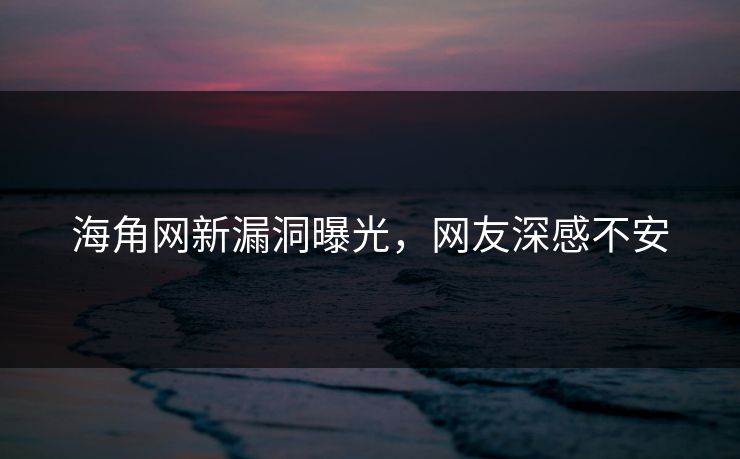 海角网新漏洞曝光，网友深感不安