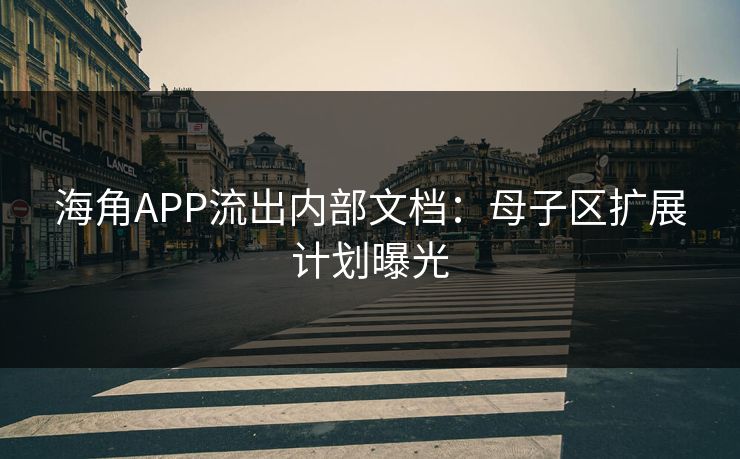 海角APP流出内部文档：母子区扩展计划曝光