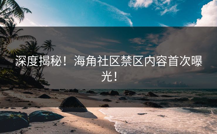 深度揭秘！海角社区禁区内容首次曝光！