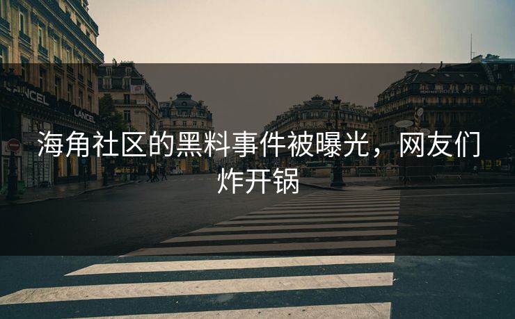 海角社区的黑料事件被曝光，网友们炸开锅