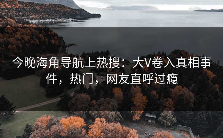 今晚海角导航上热搜：大V卷入真相事件，热门，网友直呼过瘾