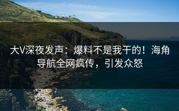 大V深夜发声：爆料不是我干的！海角导航全网疯传，引发众怒