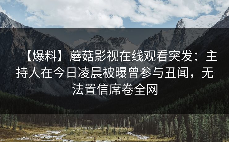 【爆料】蘑菇影视在线观看突发：主持人在今日凌晨被曝曾参与丑闻，无法置信席卷全网